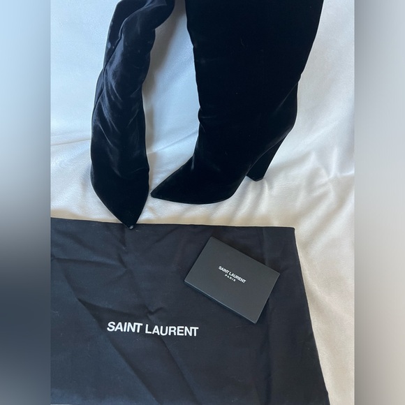 YSL Saint Laurent Nikki Velvet Boot Size 37 - Picture 10 of 11